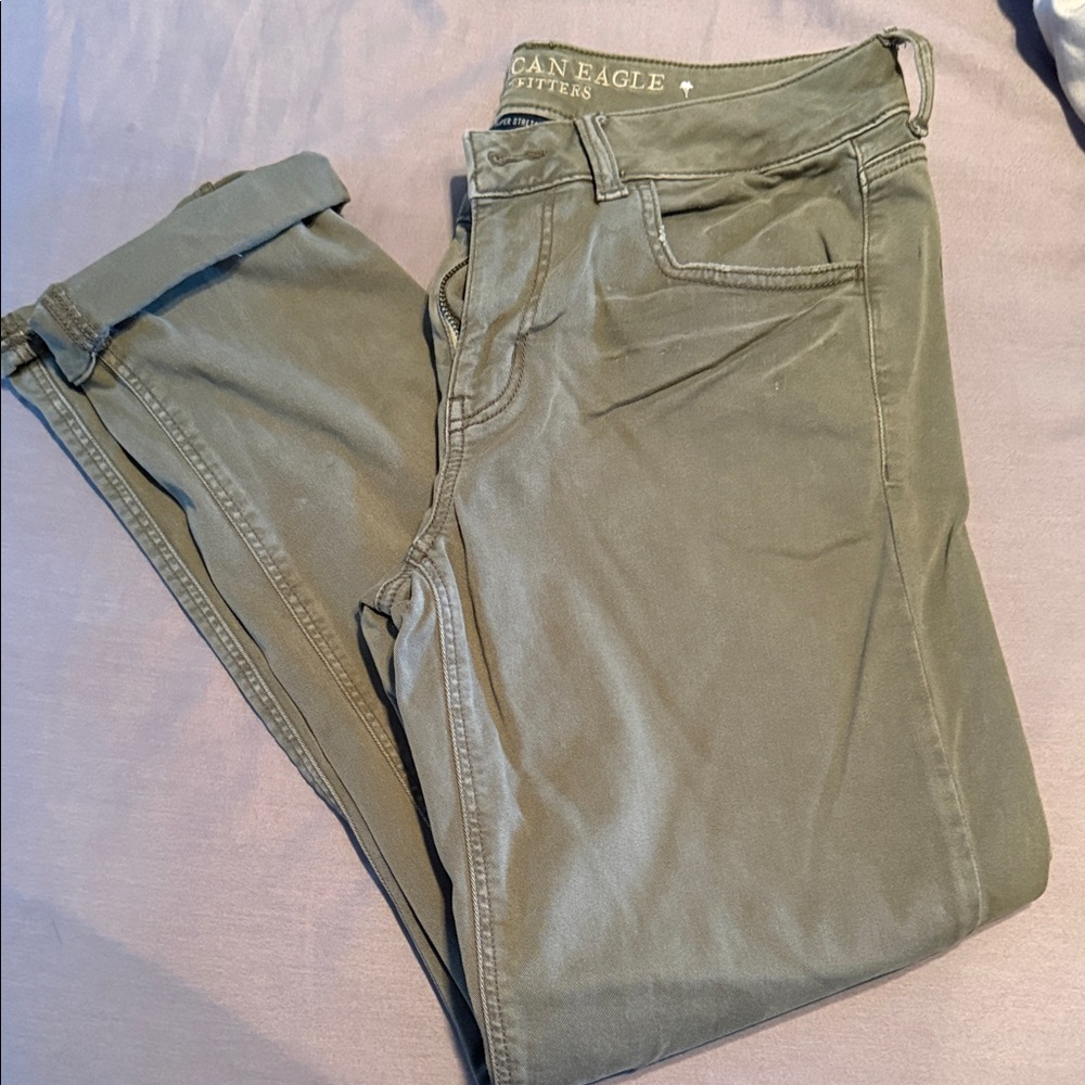 American Eagle Outfitters Olive Cotton blend Tomgirl Pants